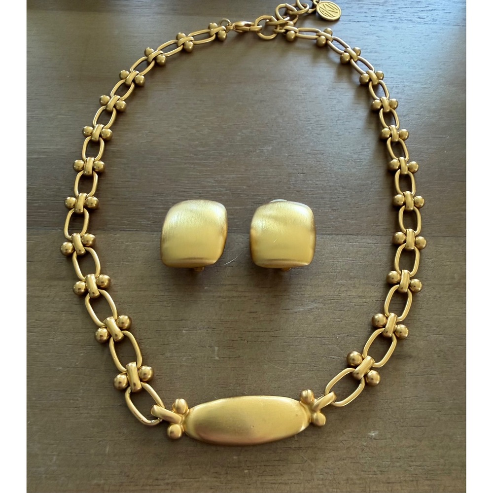 Anne Klein Fancy Link Chain Necklace & Earrings Set